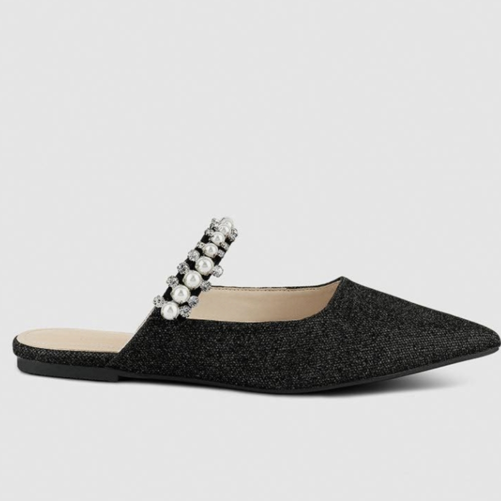 RAG & CO Geode Pearl Embellished Slip On Mules ~ NWT